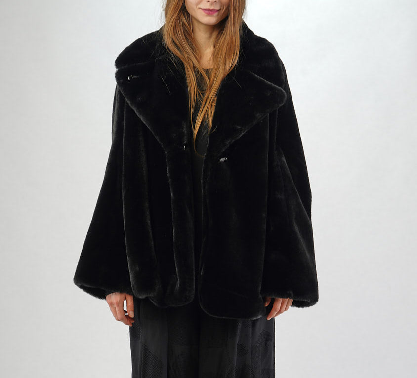 Rundholz Black Label - Faux Fur Coat in Black