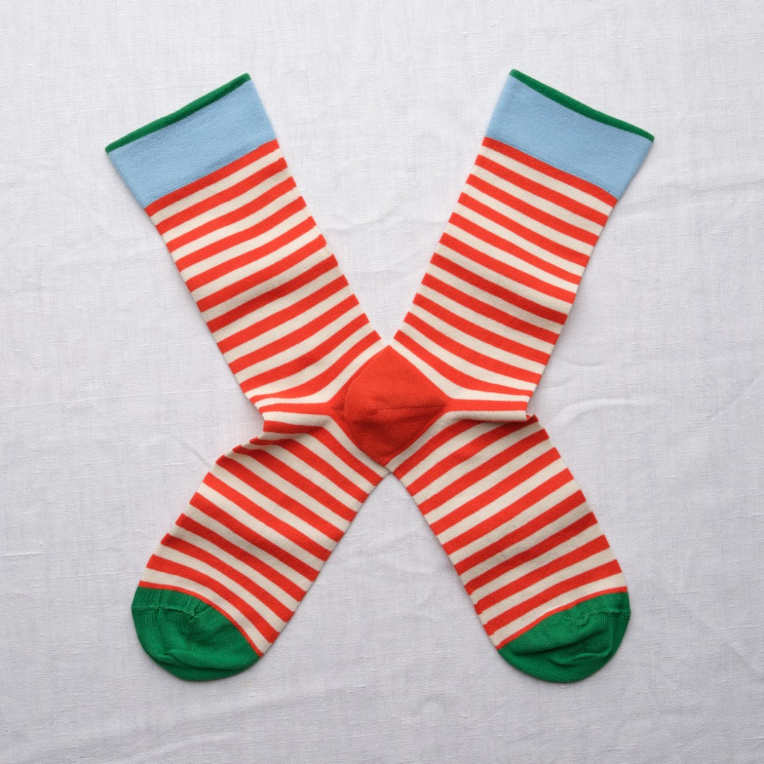 Bonne Maison - Chaussette Rayure Vermillon