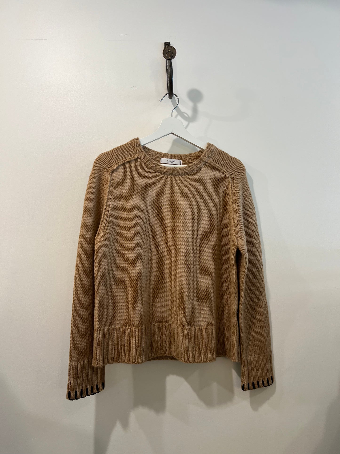 Kristensen Du Nord - Two Toned Crewneck Sweater in Dark Camel
