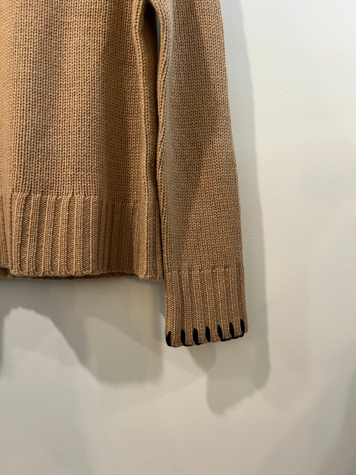Kristensen Du Nord - Two Toned Crewneck Sweater in Dark Camel