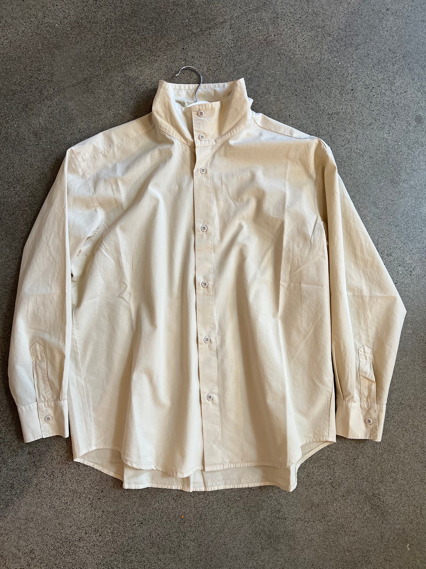 Labo Art - Mock Neck Button Shirt in Cream
