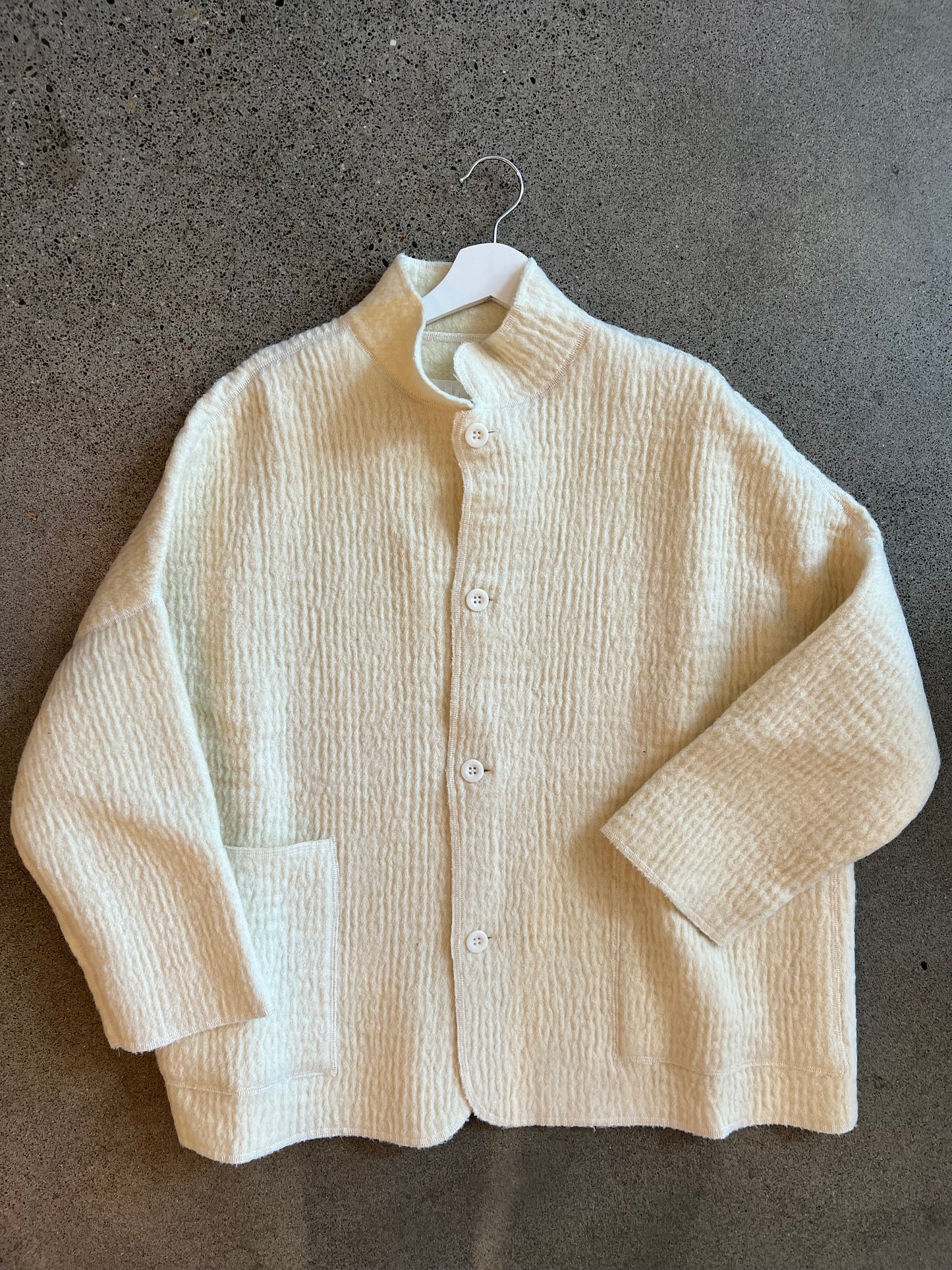 Labo Art - Ribbed Wool Jacket in Cream