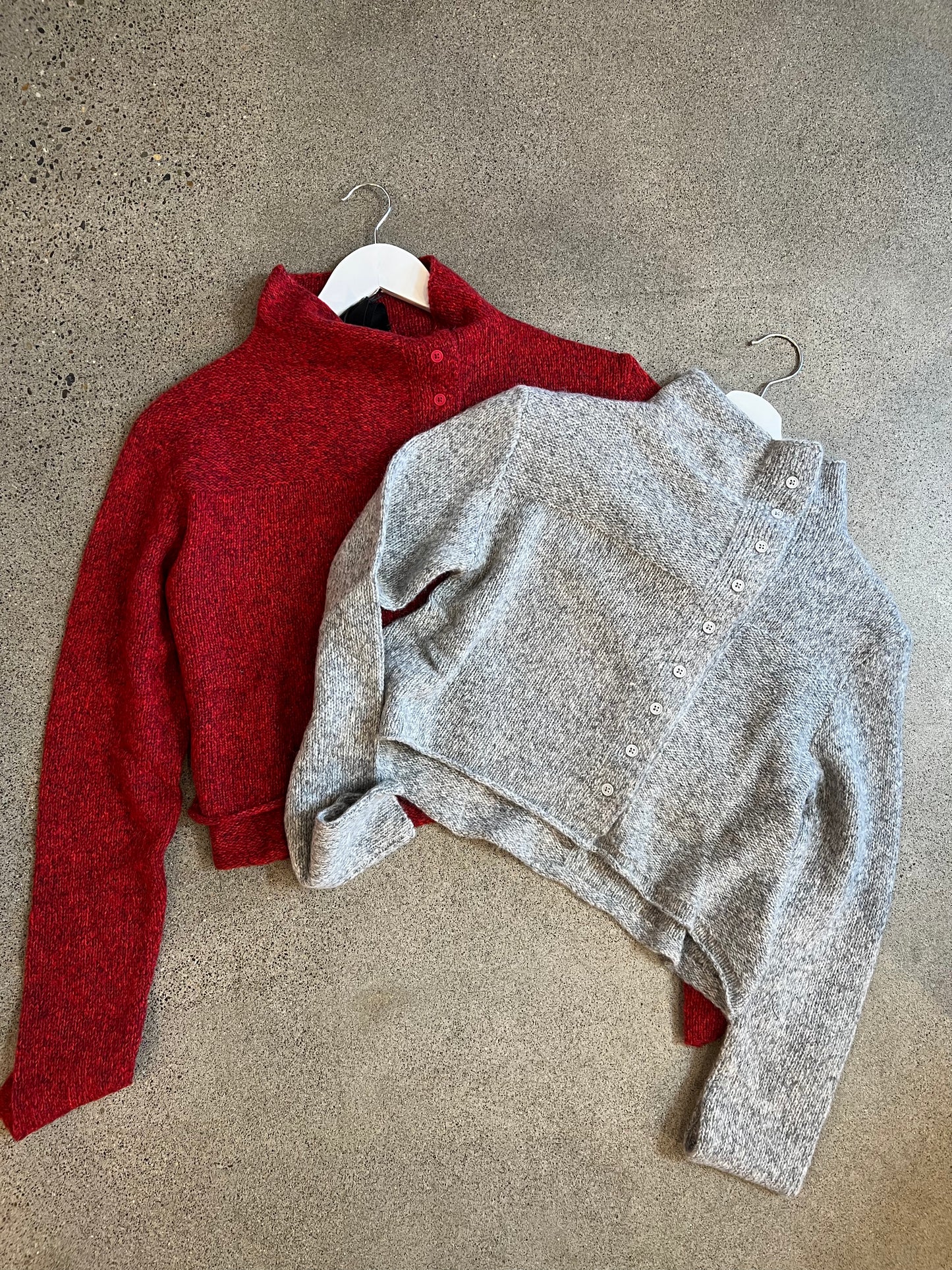 Rundholz Black Label - Cropped Button Sweater in Red or Grey