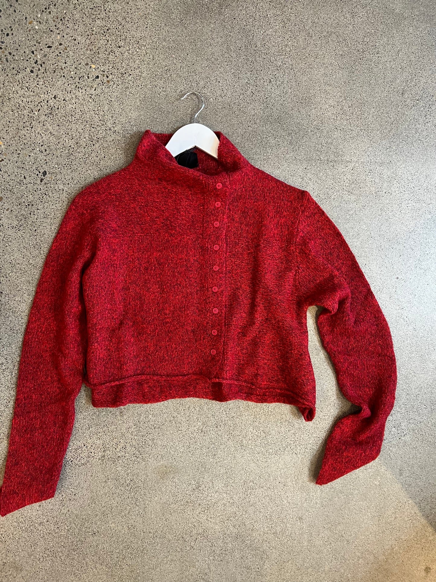 Rundholz Black Label - Cropped Button Sweater in Red or Grey