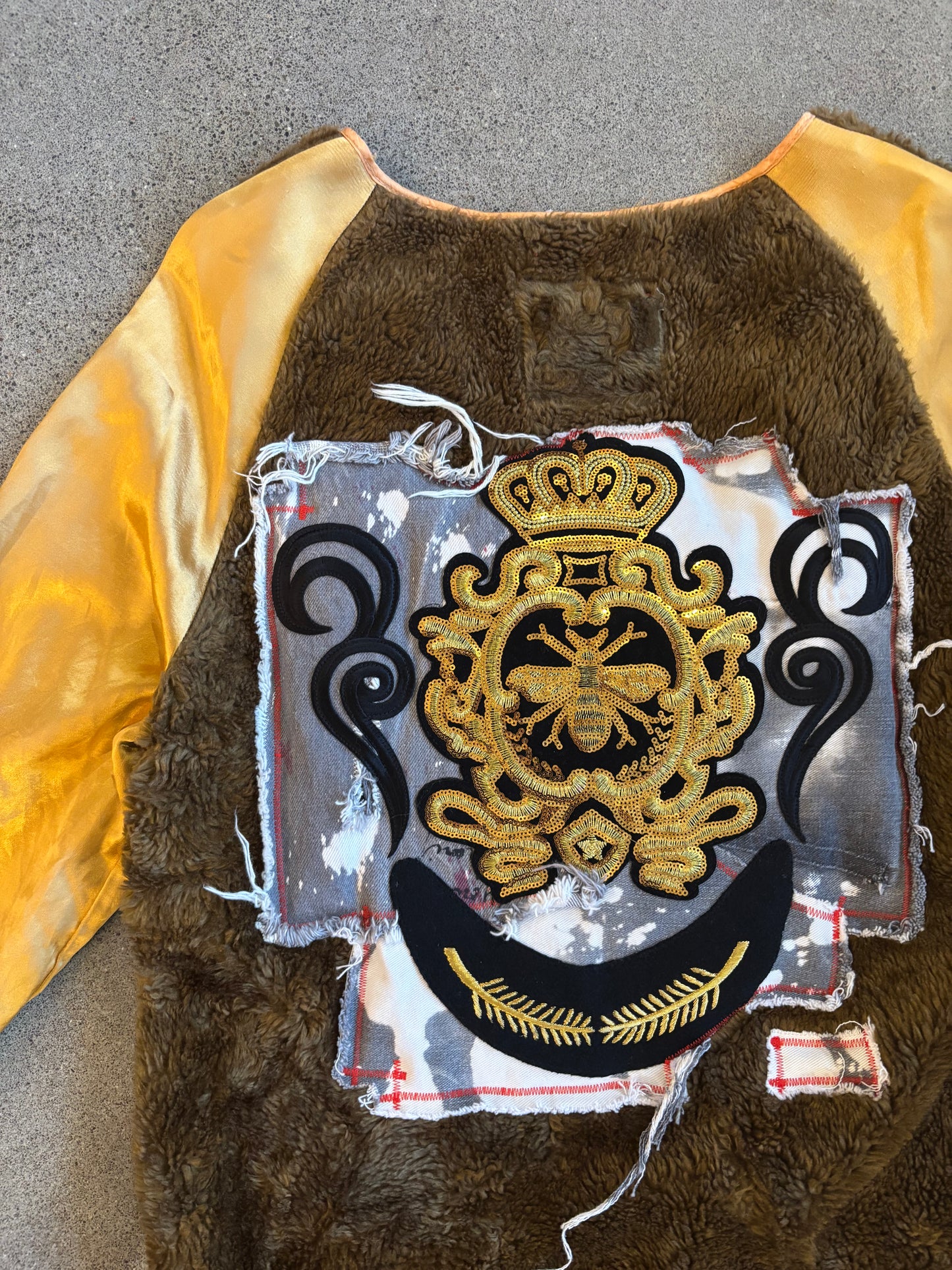 Origami Crane - Chestnut Sherpa Liner Coat w/ Bedazzle