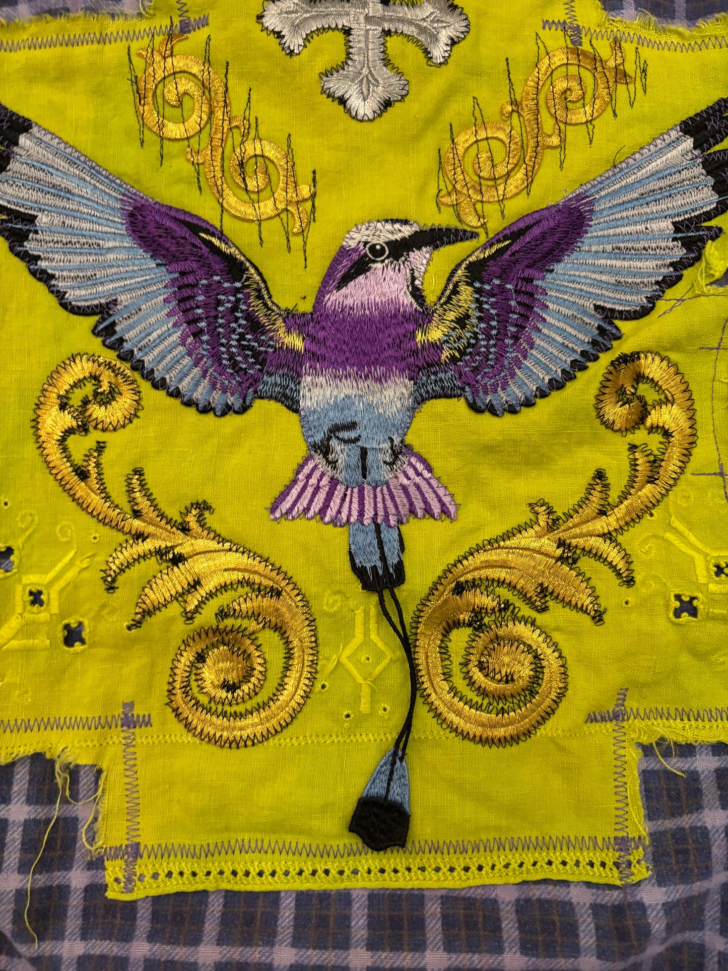 Origami Crane - Lilac Long Flannel w/ Bird Bling