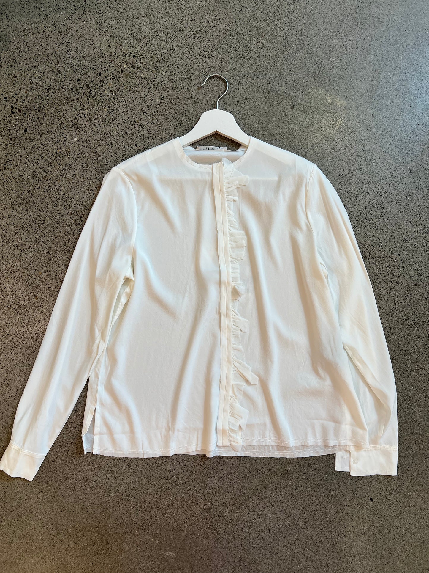 Kristensen Du Nord - Silk Satin Frill Shirt in Black or White