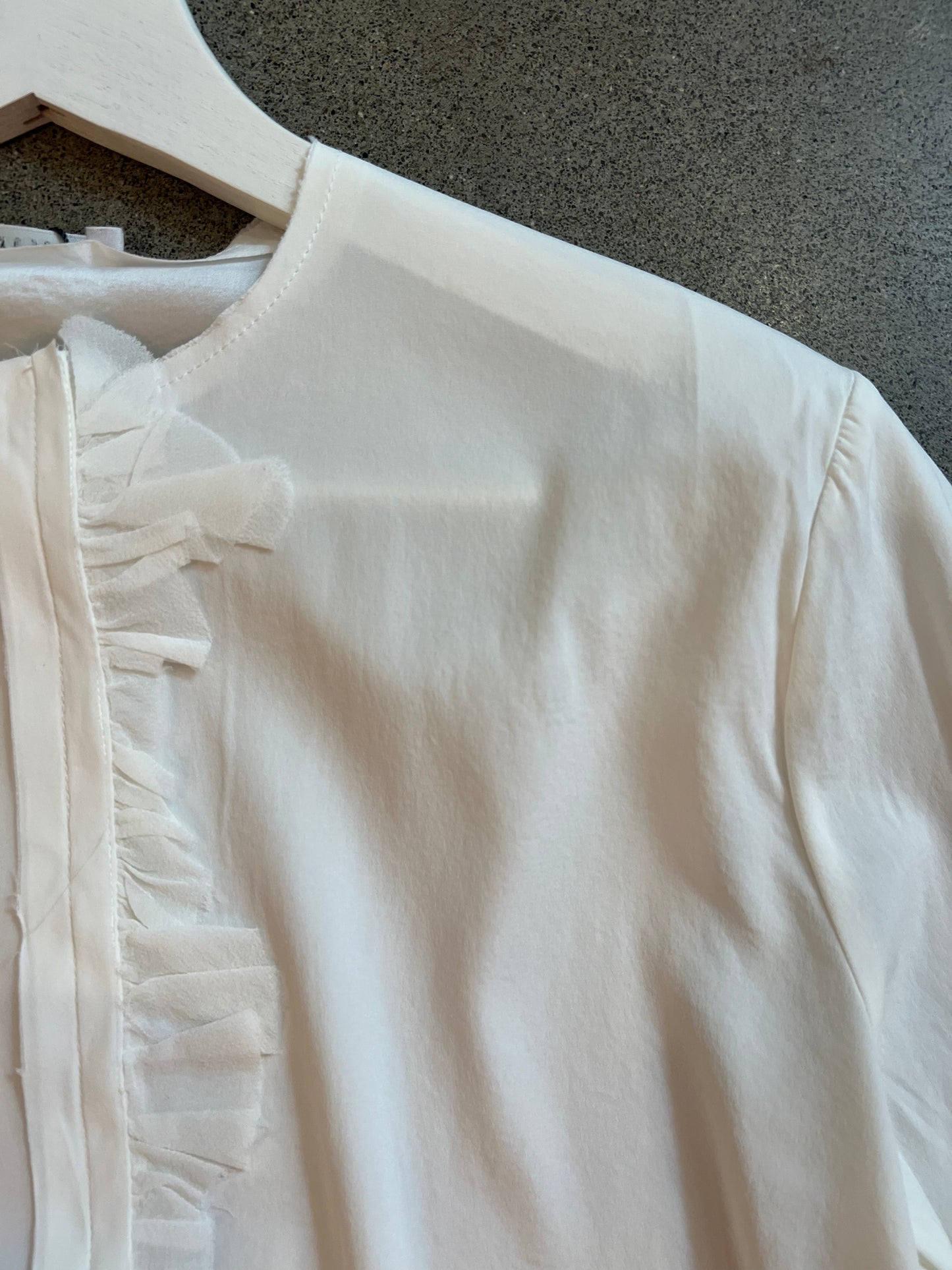 Kristensen Du Nord - Silk Satin Frill Shirt in Black or White