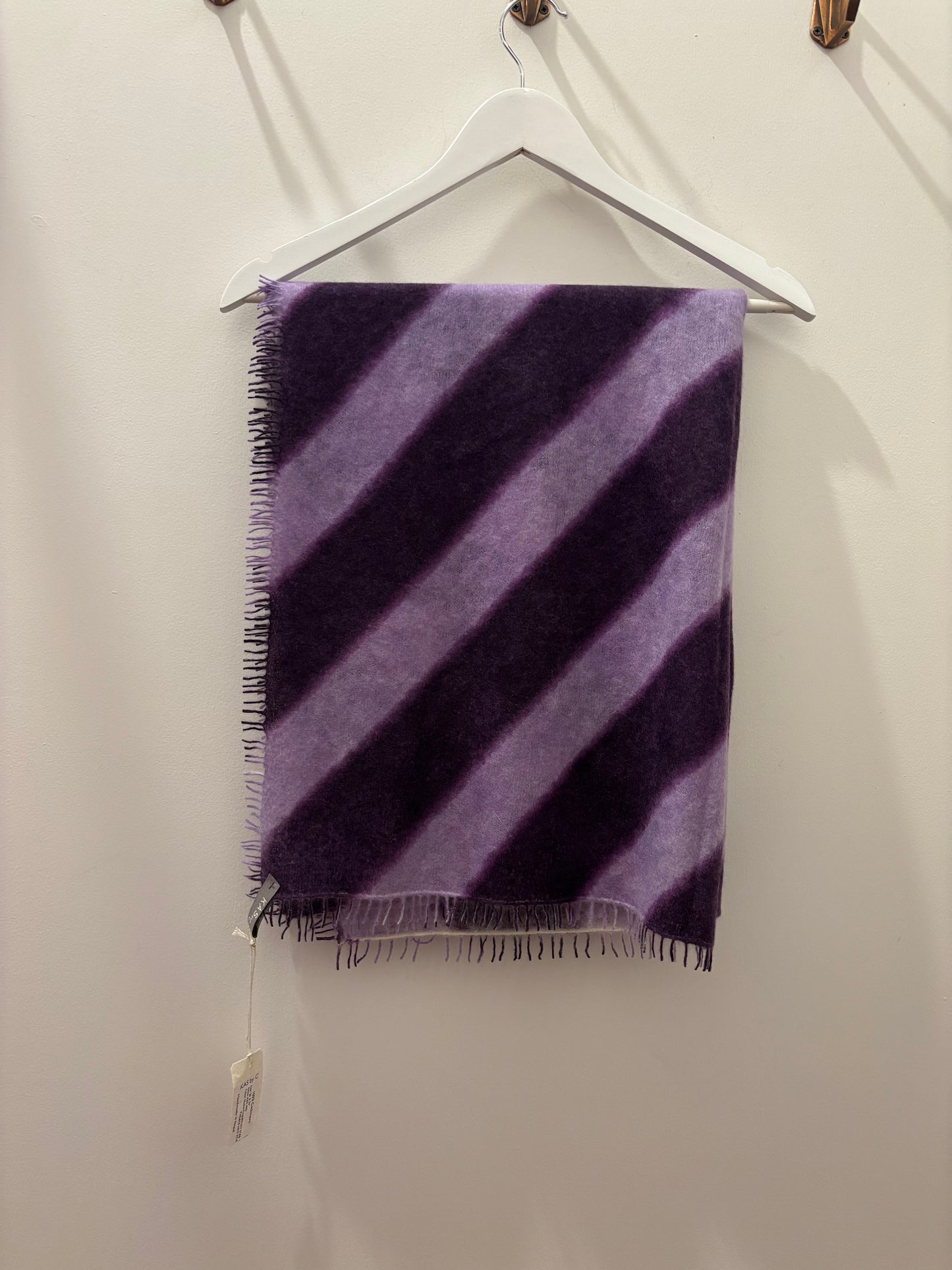 KAS - Diagonal Striped Cashmere Scarf in Purple or Brown