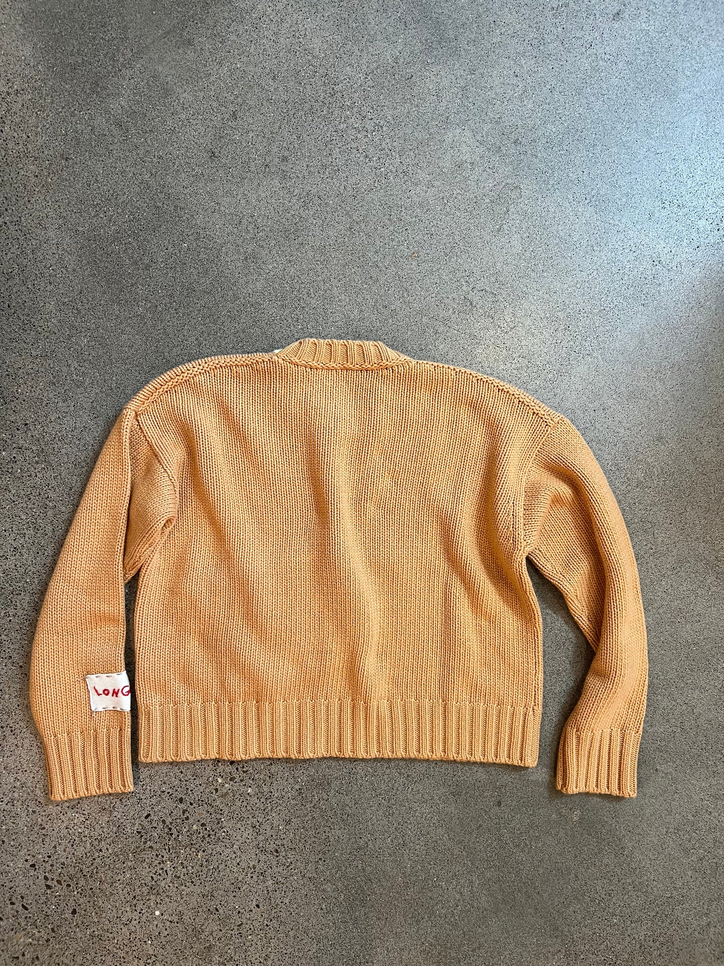 Longo - Cropped Camel Striped Patch Sweater
