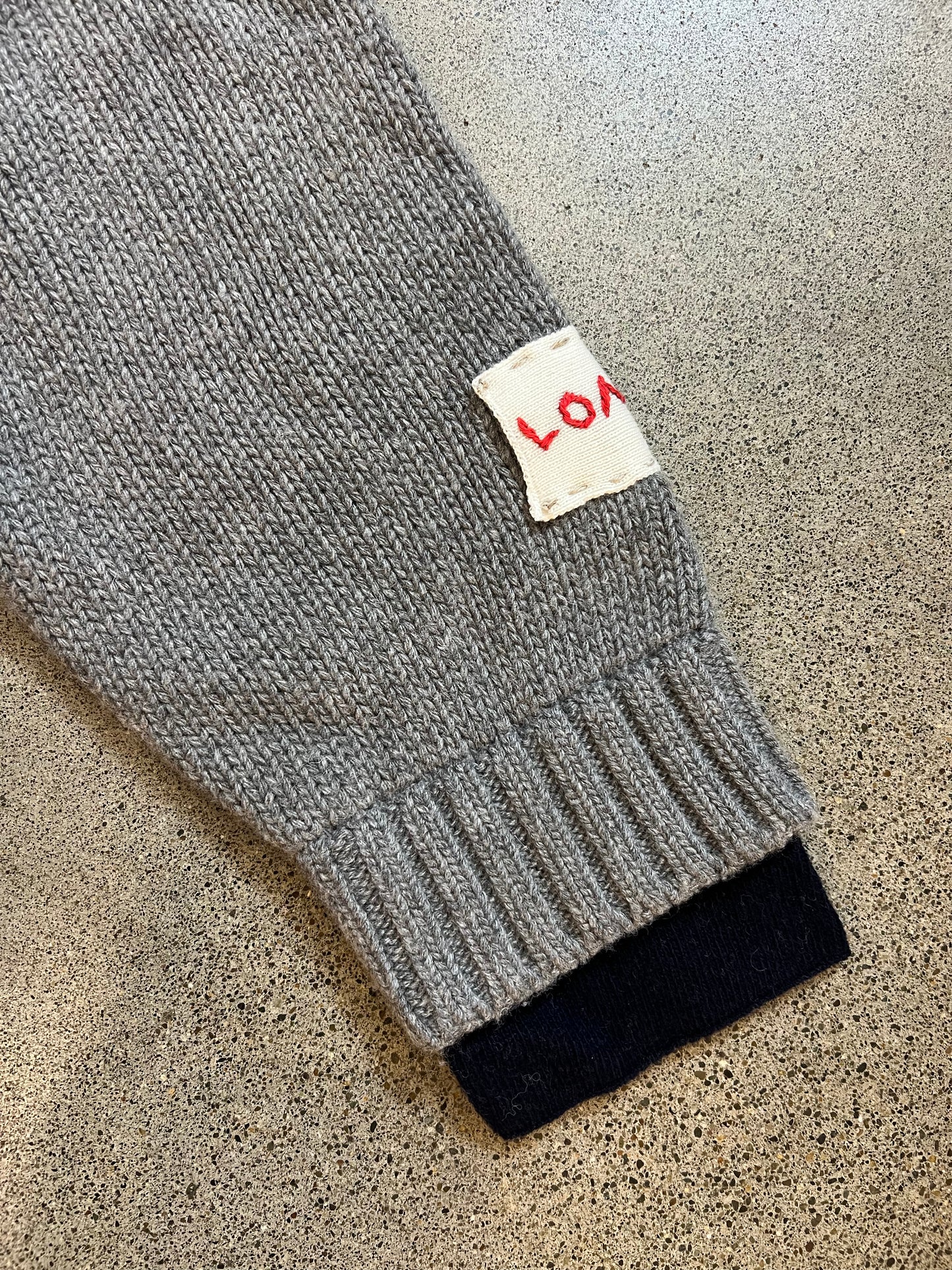 Longo - Gray Striped Patch Pocket Sweater