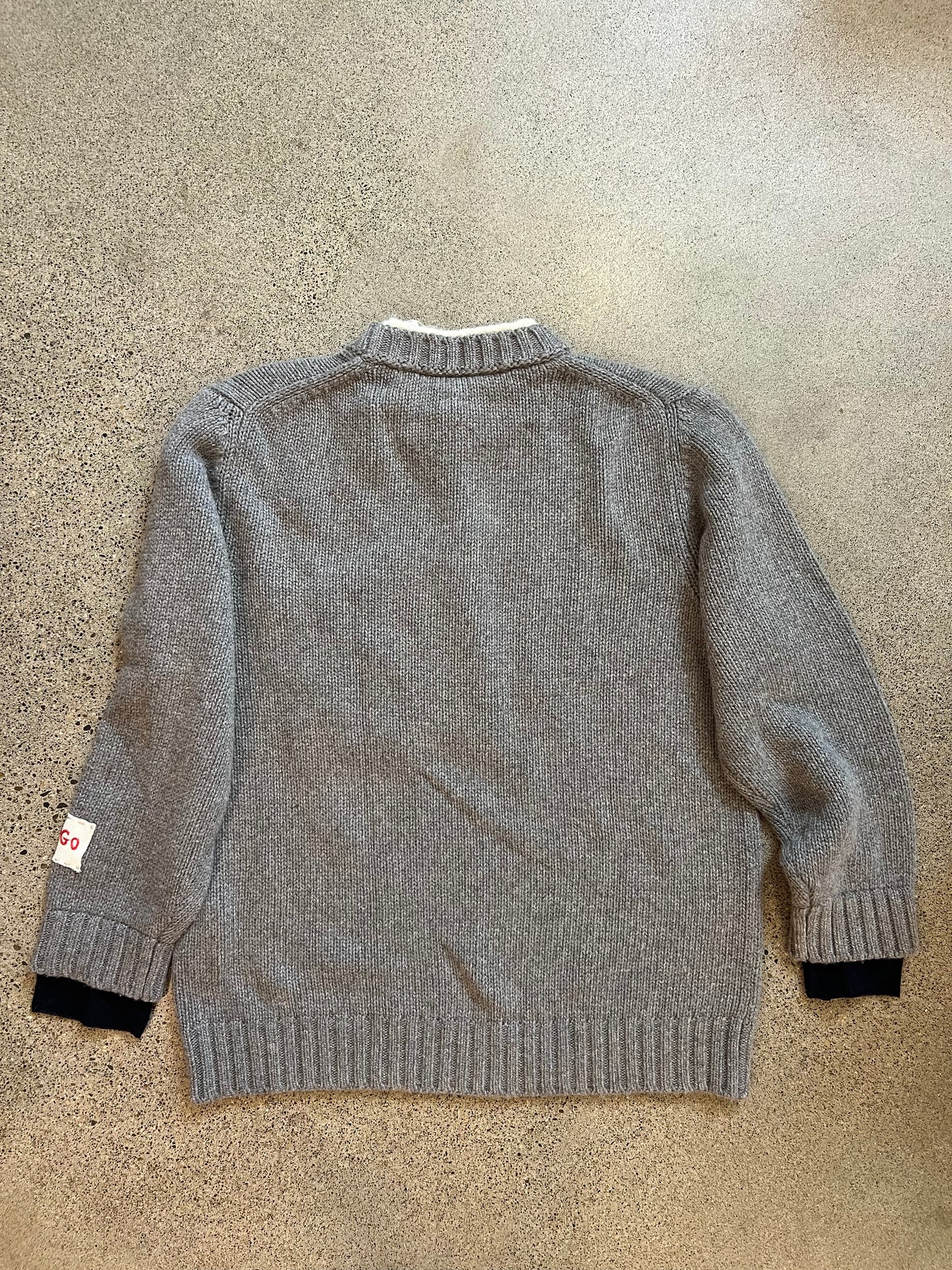 Longo - Gray Striped Patch Pocket Sweater