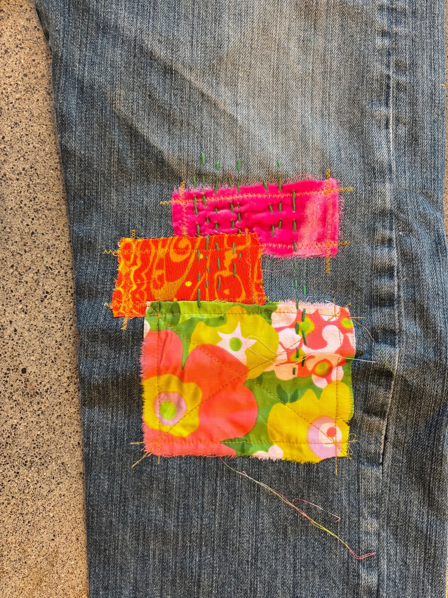 Origami Crane - Patched Levi's in Brights