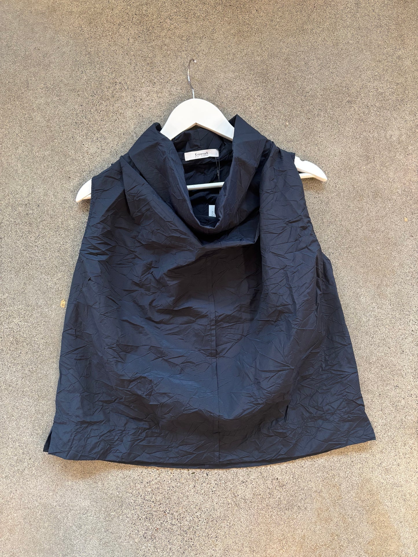 Kristensen Du Nord - Crinkled Cotton Draped Top in Chalk or Blue Notte