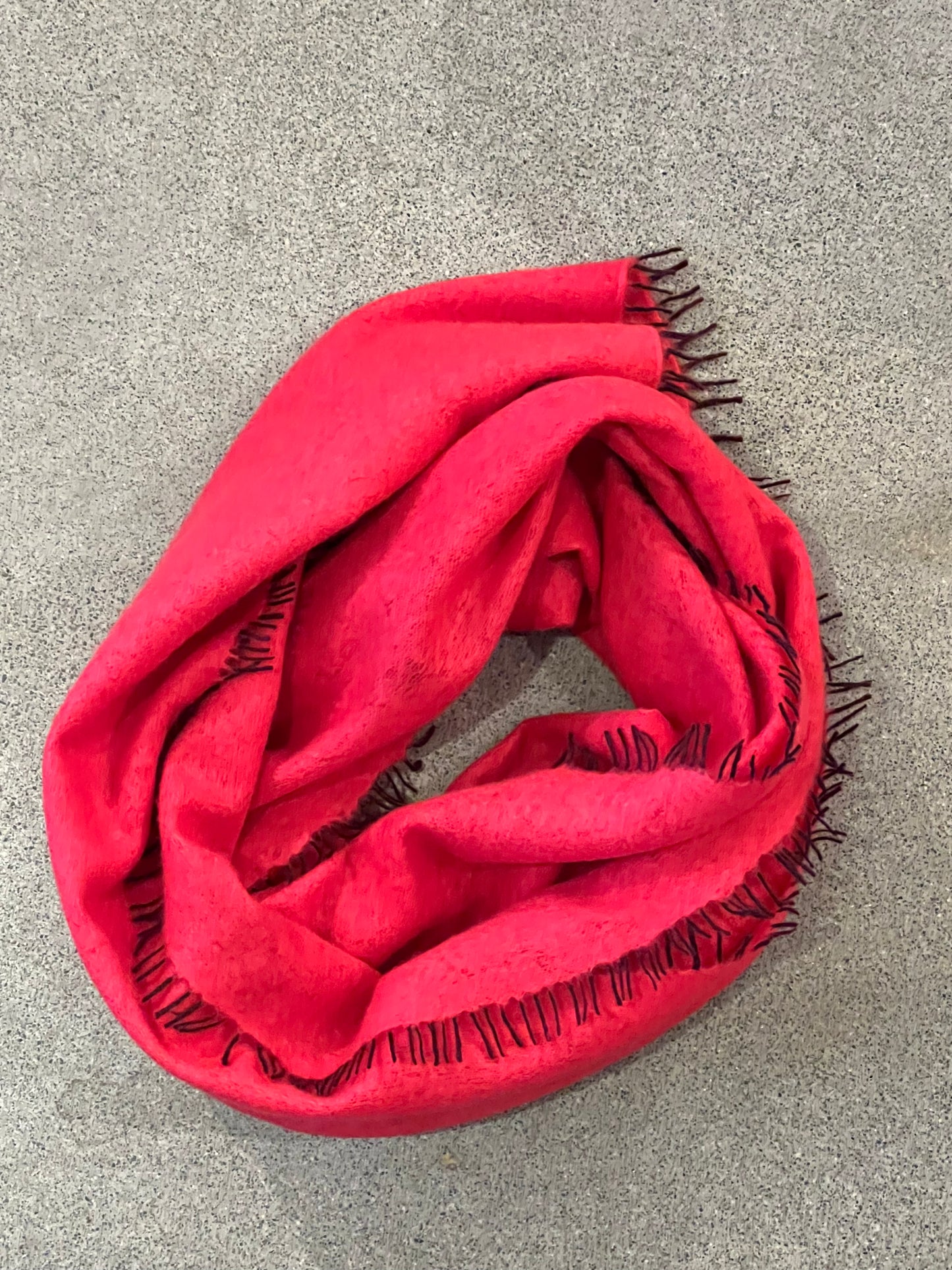 KAS - Solid Color Scarf with Contrasting Fringe