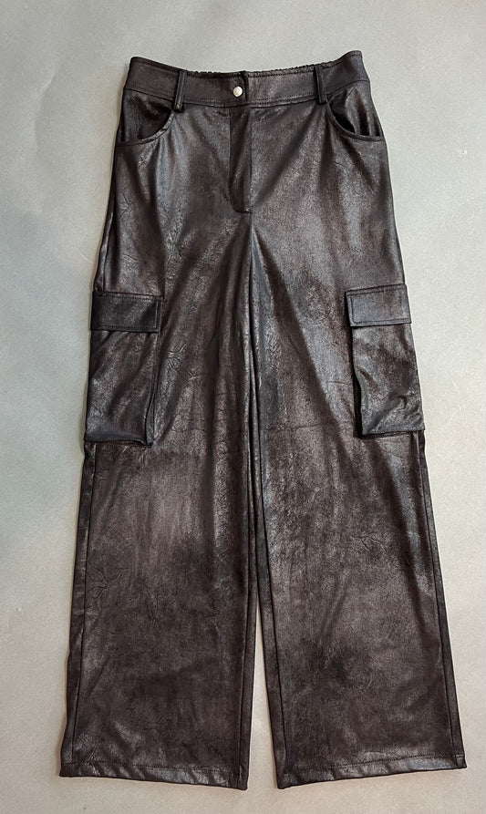Printed Artworks - Faux Suede Wide Pocket Trousers(XL)