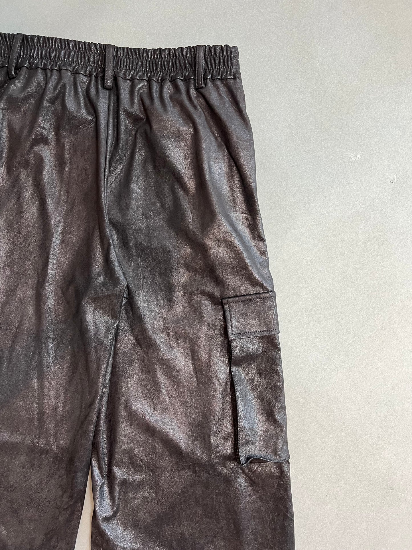Printed Artworks - Faux Suede Wide Pocket Trousers(XL)