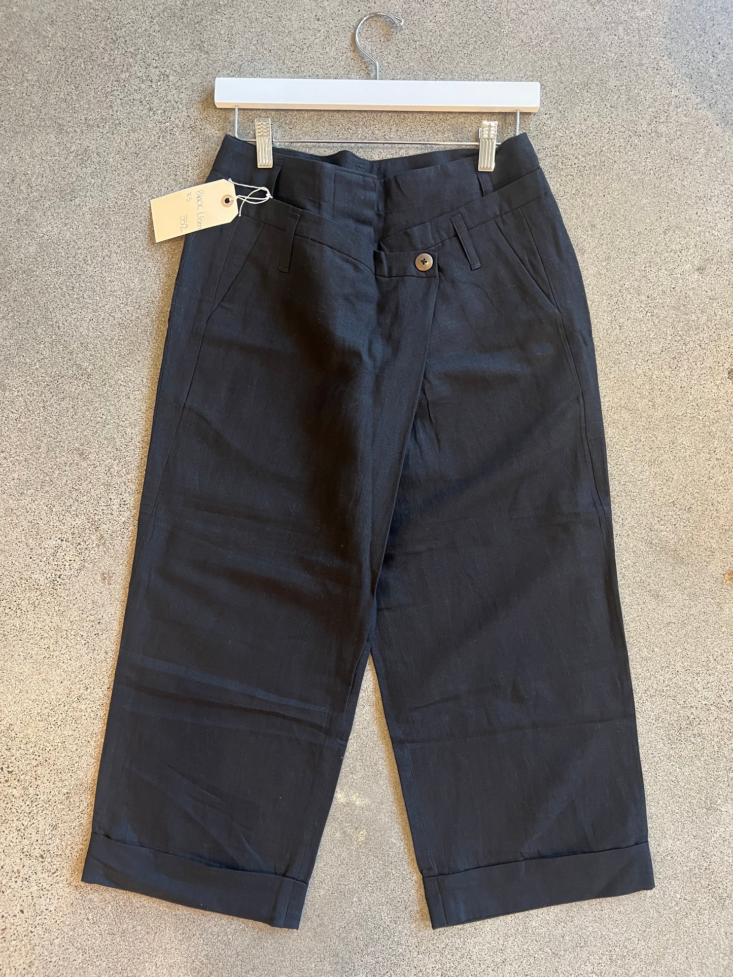 Nido - Cross Over Black Linen Pants