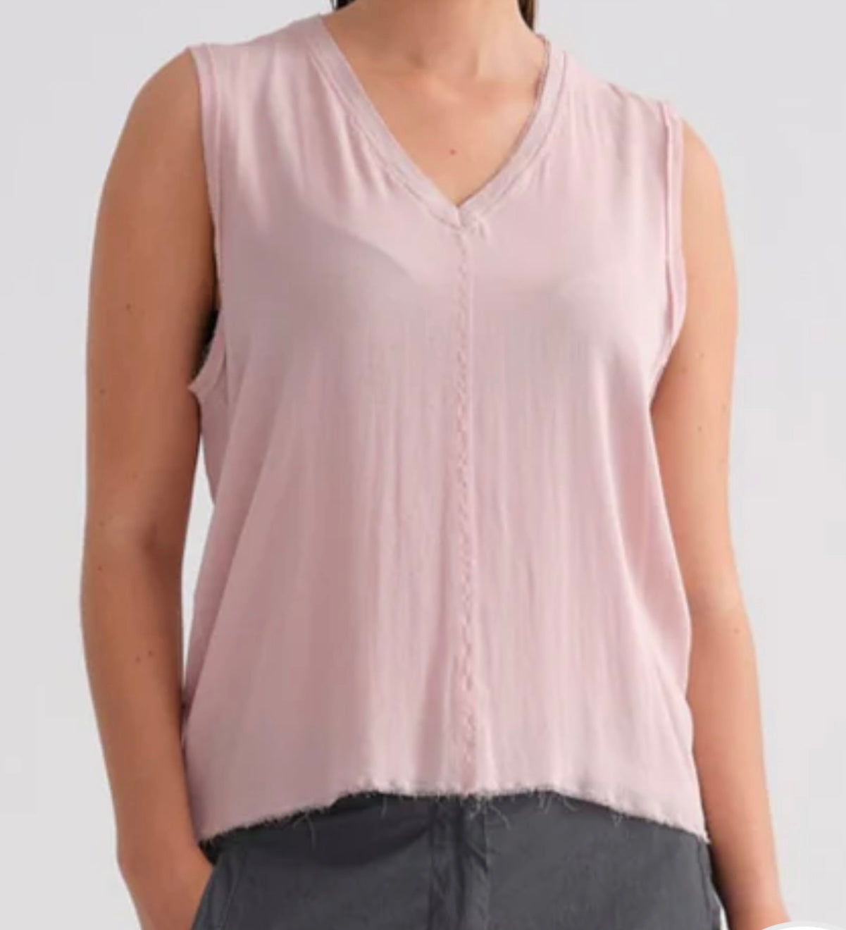 Kristensen Du Nord- Silk Georgette Sleeveless V-Neck Top in Dusty Rose