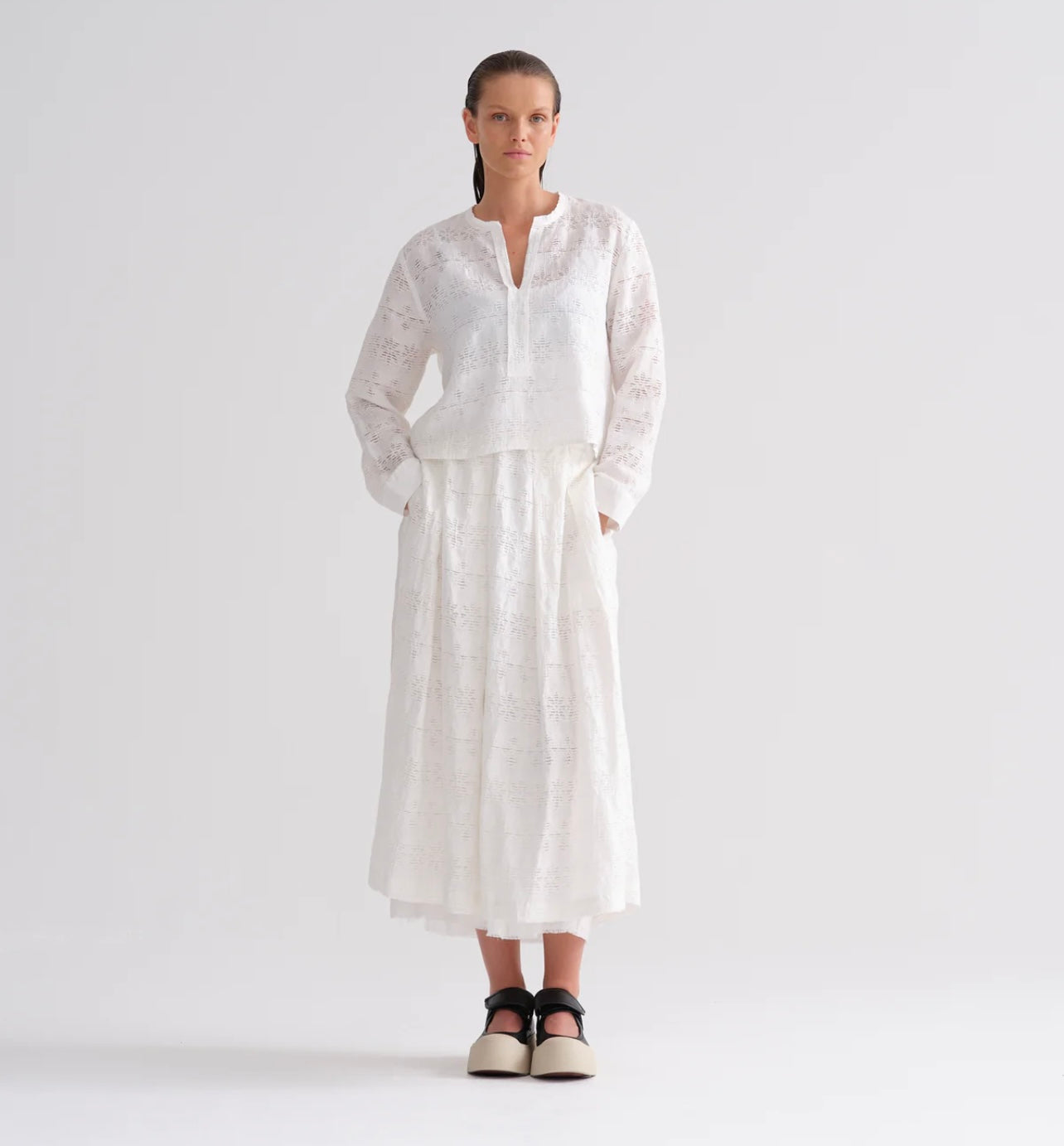 Kristensen Du Nord- White Skirt With Sheer Design