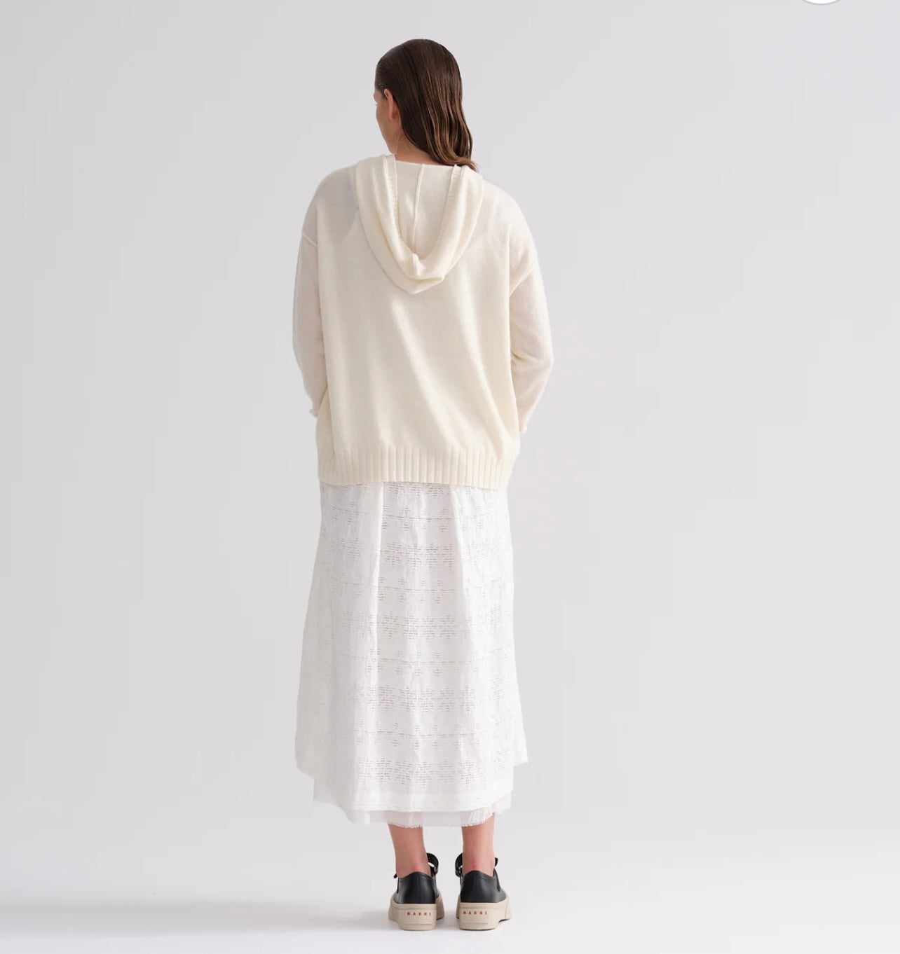 Kristensen Du Nord- White Skirt With Sheer Design