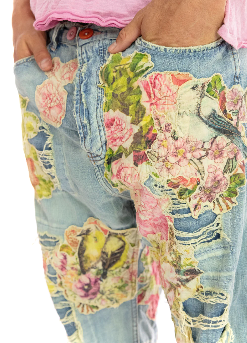 Magnolia Pearl - Floral Appliqué Miner Denims