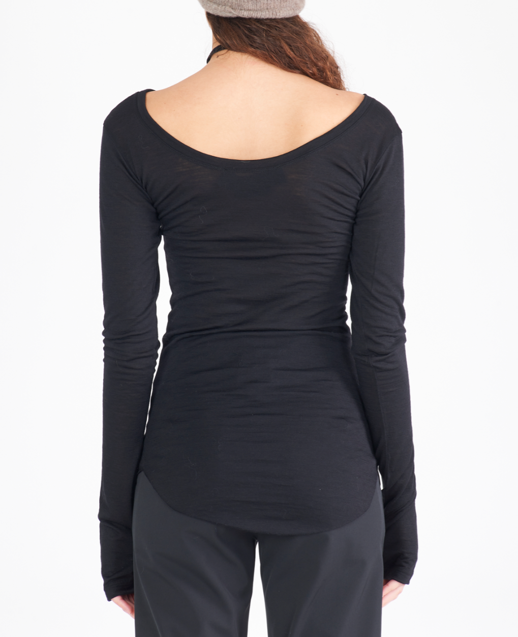 Isabel Benenato - Wide Scoop-Neck Slinkly Tee w/ Thumb Holes