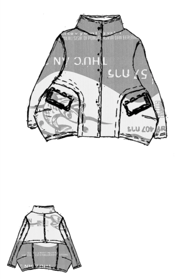 Rundholz Black Label - Mock Neck Jacket in Grey Print