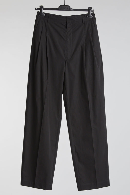 Hache- Pleated High- Waist Trouser in Navy