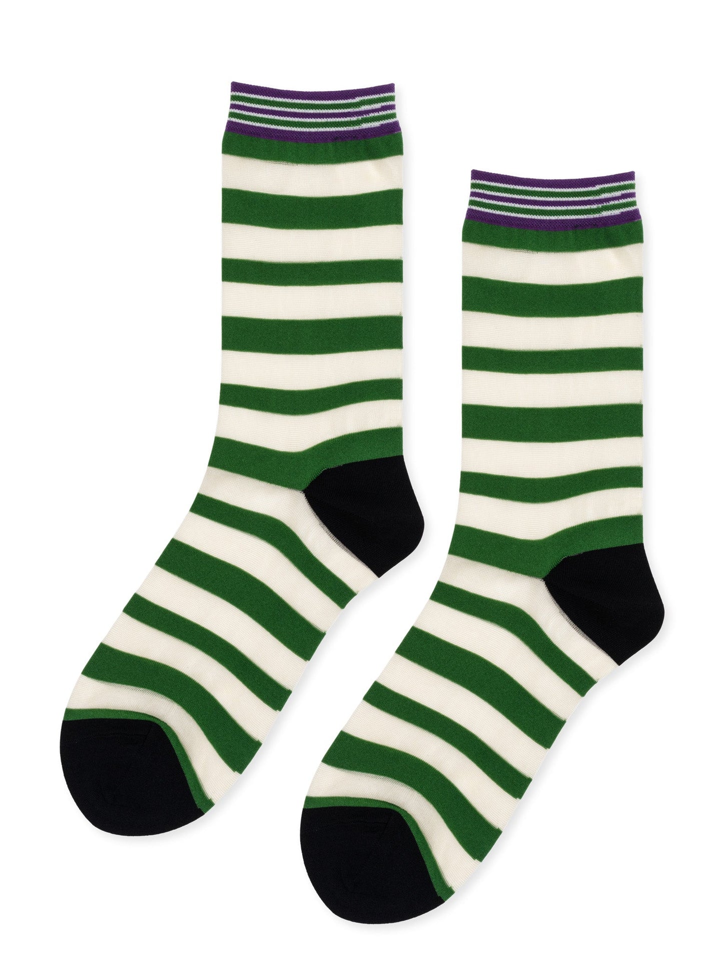 Hansel from Basel - Beatrice Stripe Sheer Crew in Green