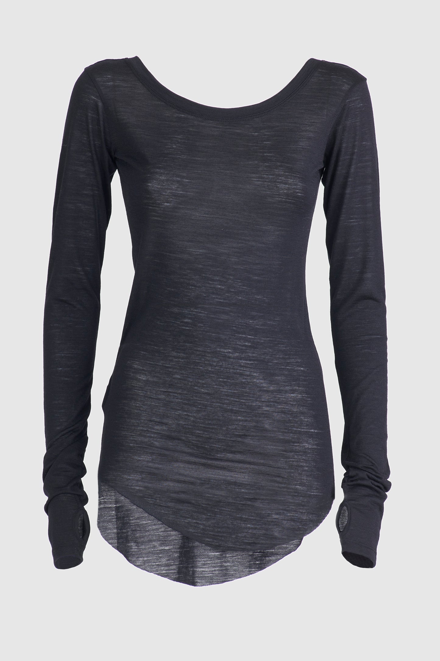 Isabel Benenato - Wide Scoop-Neck Slinkly Tee w/ Thumb Holes