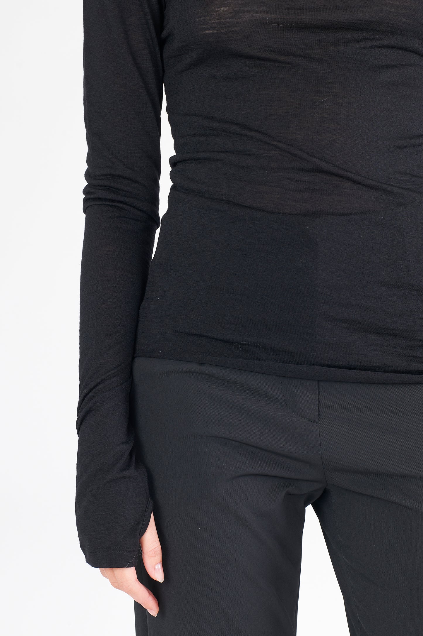 Isabel Benenato - Wide Scoop-Neck Slinkly Tee w/ Thumb Holes