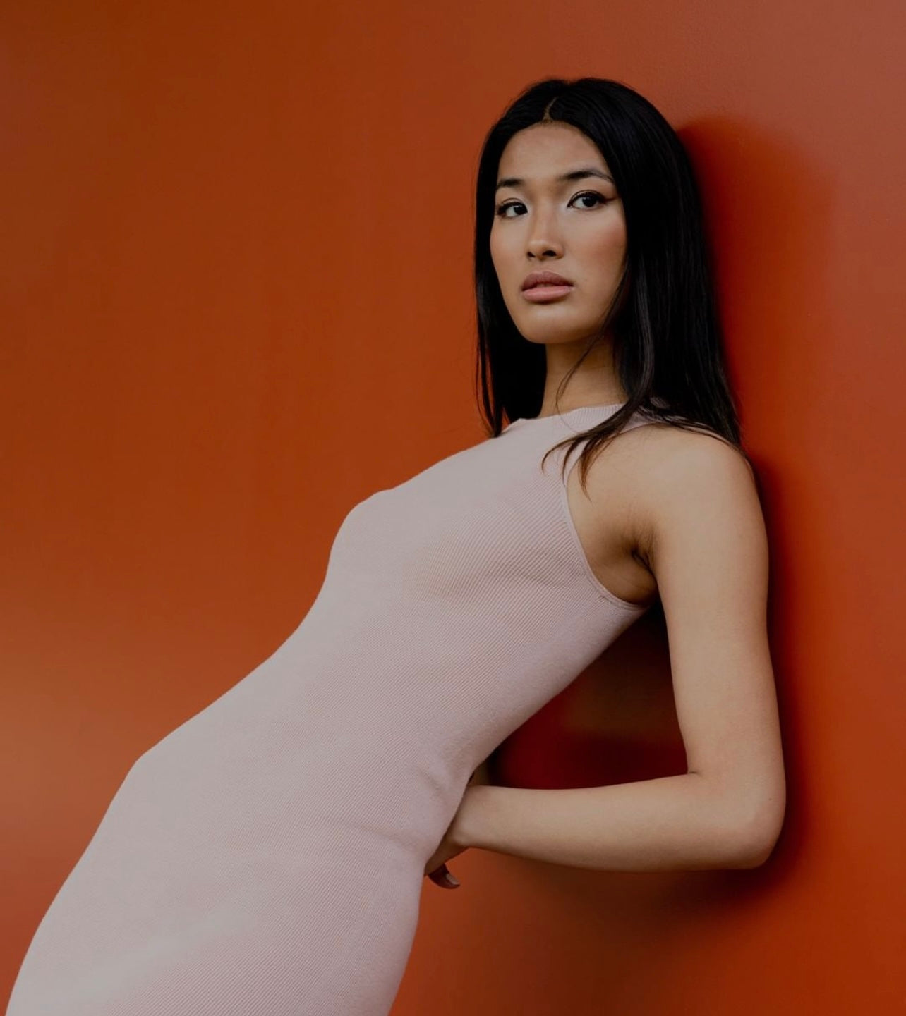 Sskein - Knit Tank Dress in Sand/Black