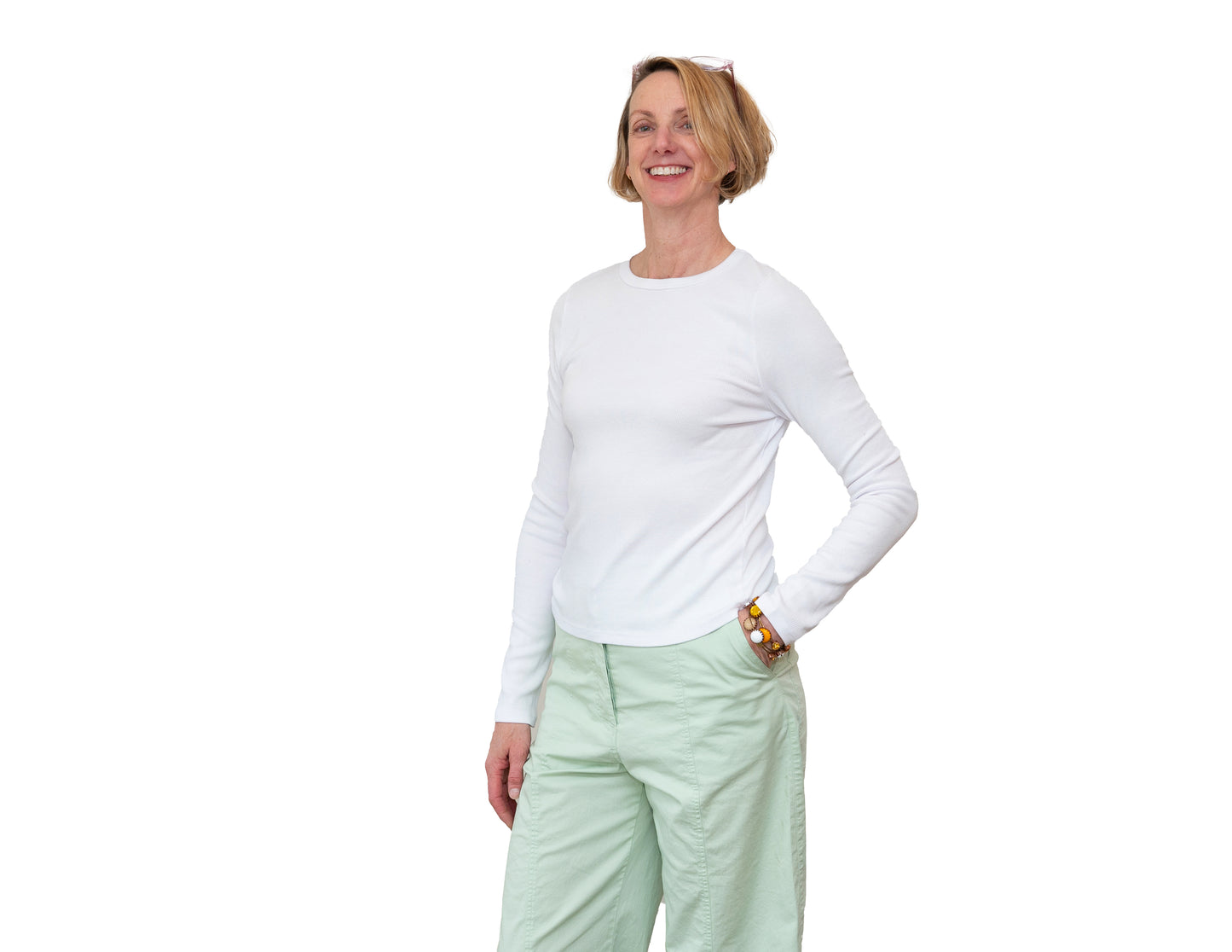 Revel - Long Sleeve Rib Crew in black or white