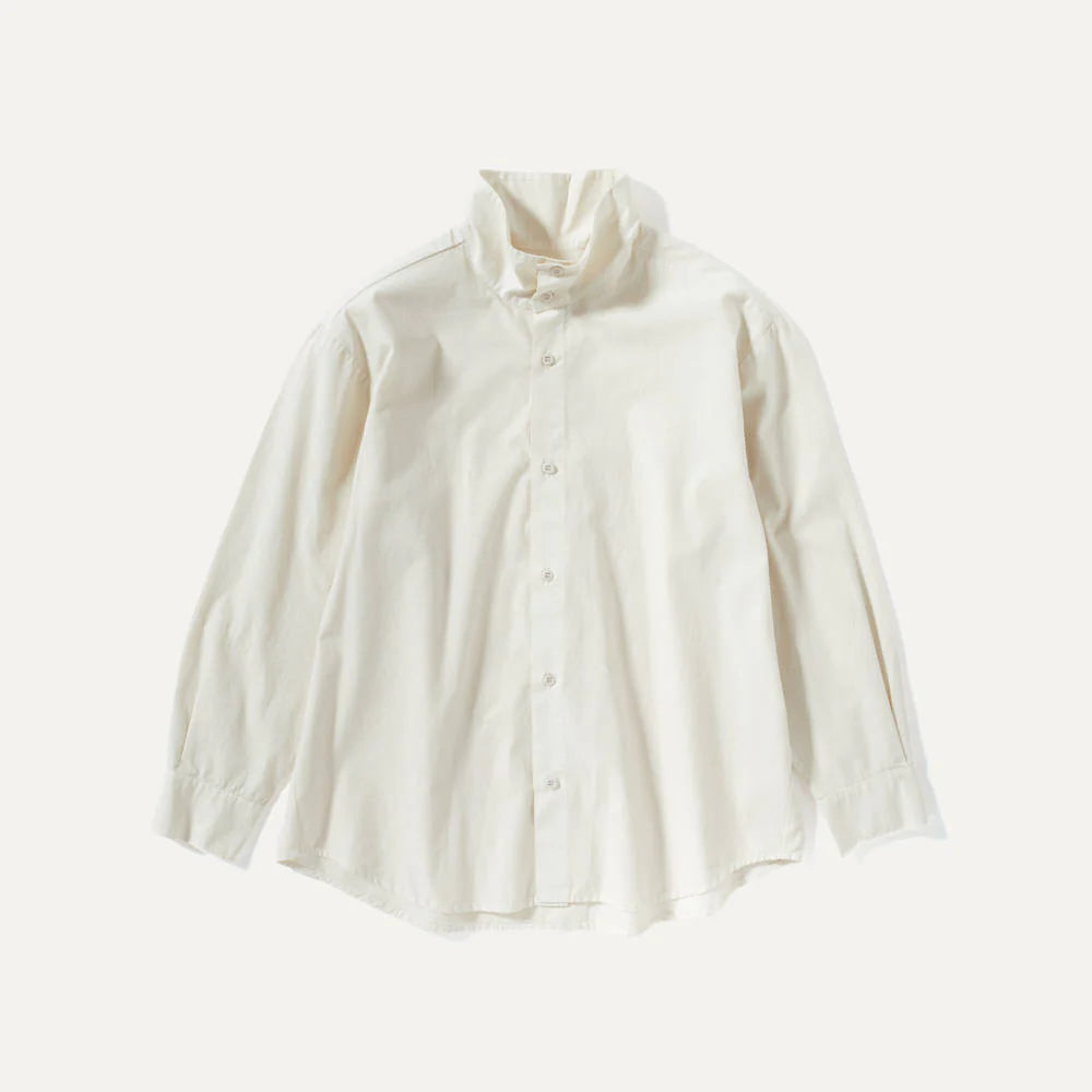 Labo Art - Mock Neck Button Shirt in Cream