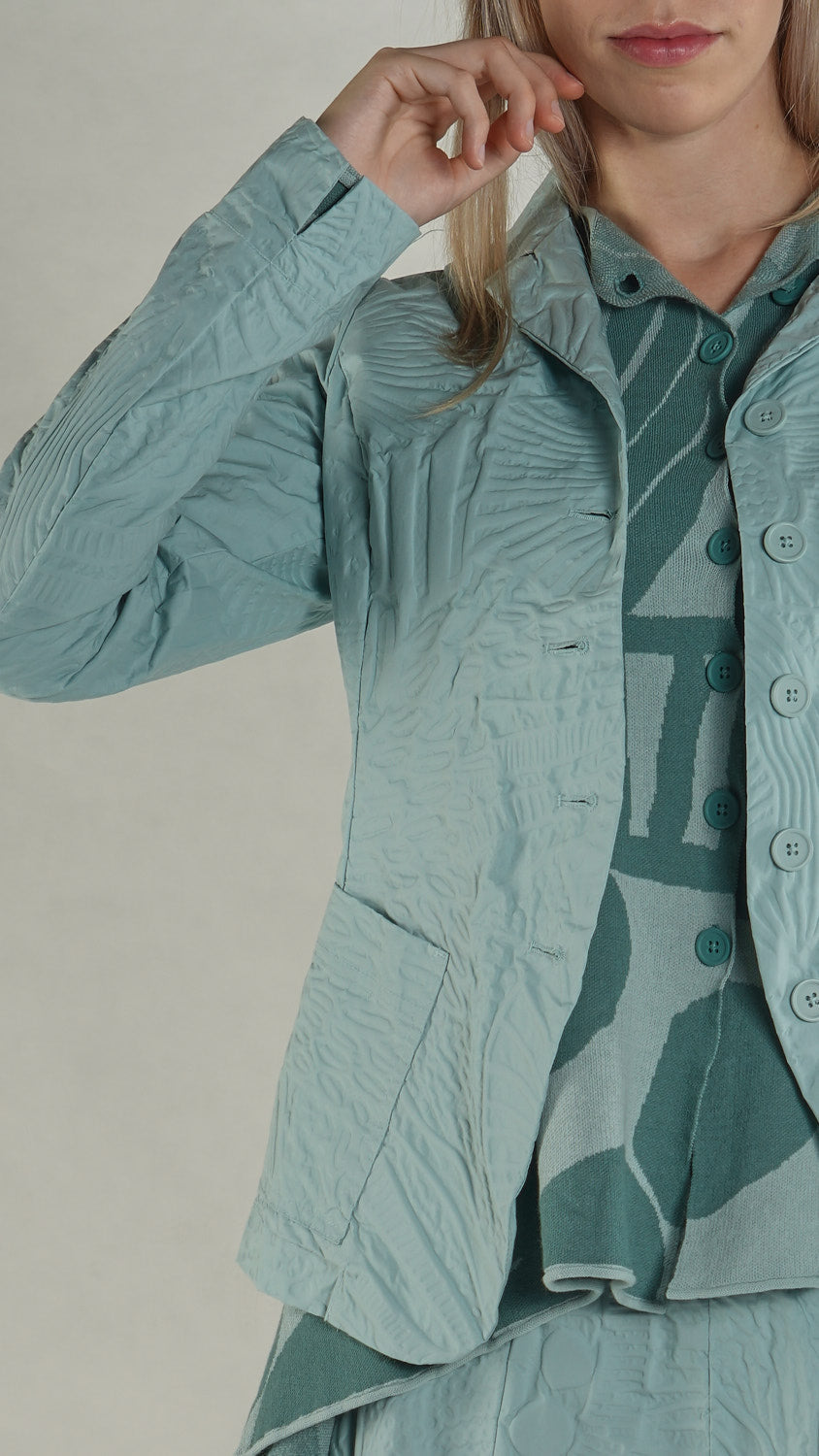 Rundholz Black Label - Jacket in Mint Poplin Print