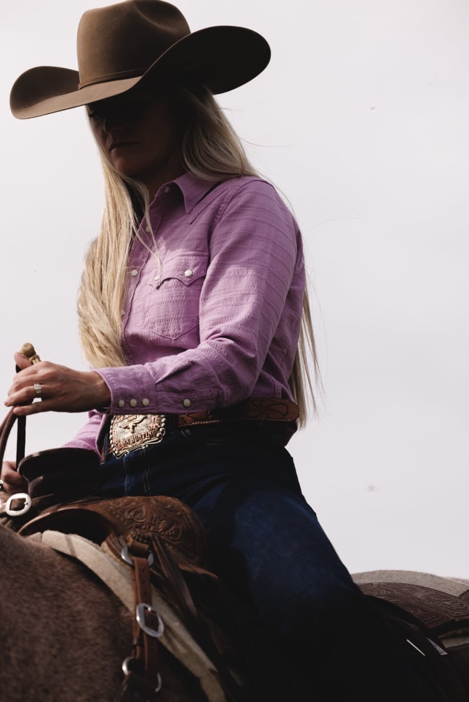 Black Bear Brand - Lavender Embroidery Western P-Snap Shirt