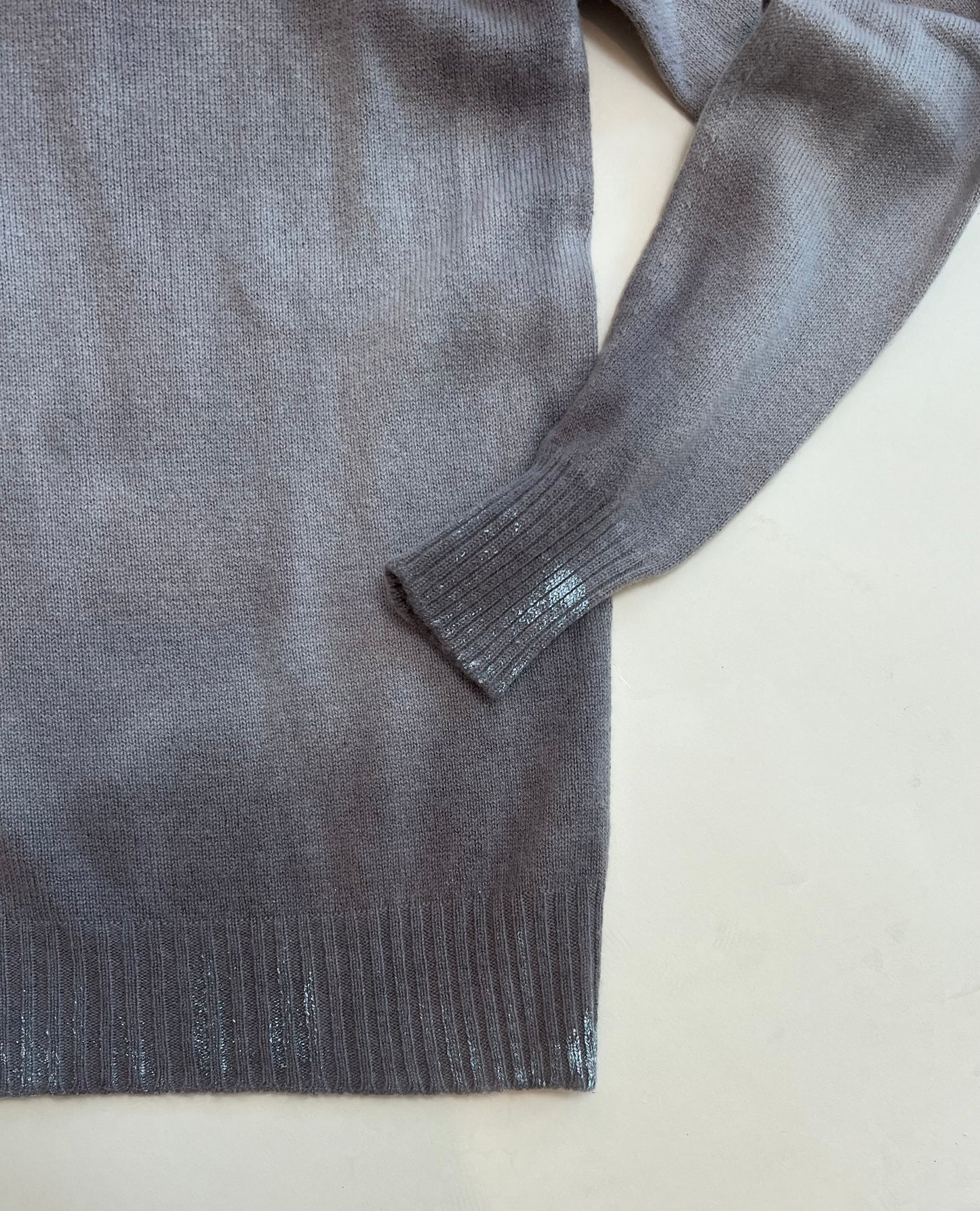 Longo - Ribbed Knit Metallic Turtleneck