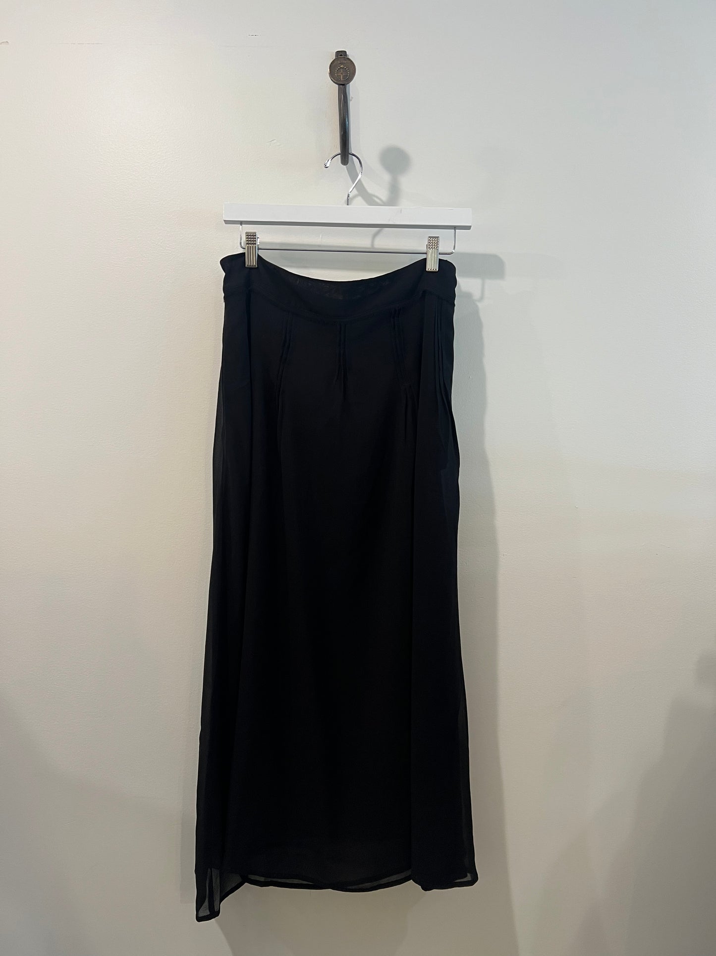 Kristensen Du Nord - Silk Georgette Pin-Tuck Skirt in Black(L)