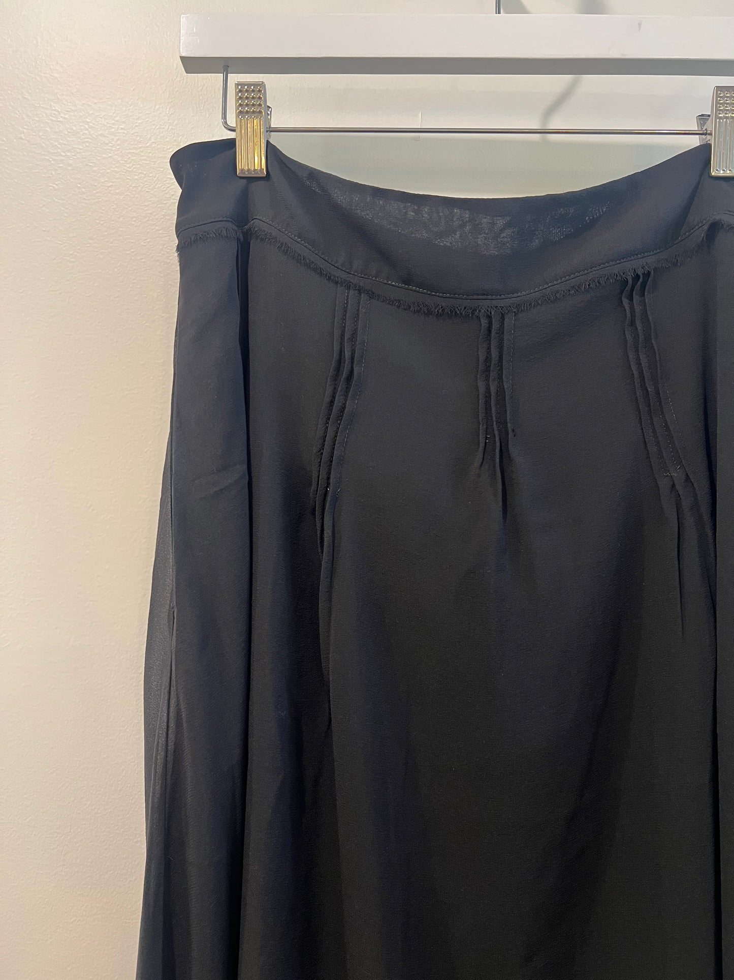 Kristensen Du Nord - Silk Georgette Pin-Tuck Skirt in Black(L)