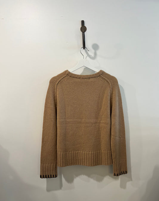 Kristensen Du Nord - Two Toned Crewneck Sweater in Dark Camel