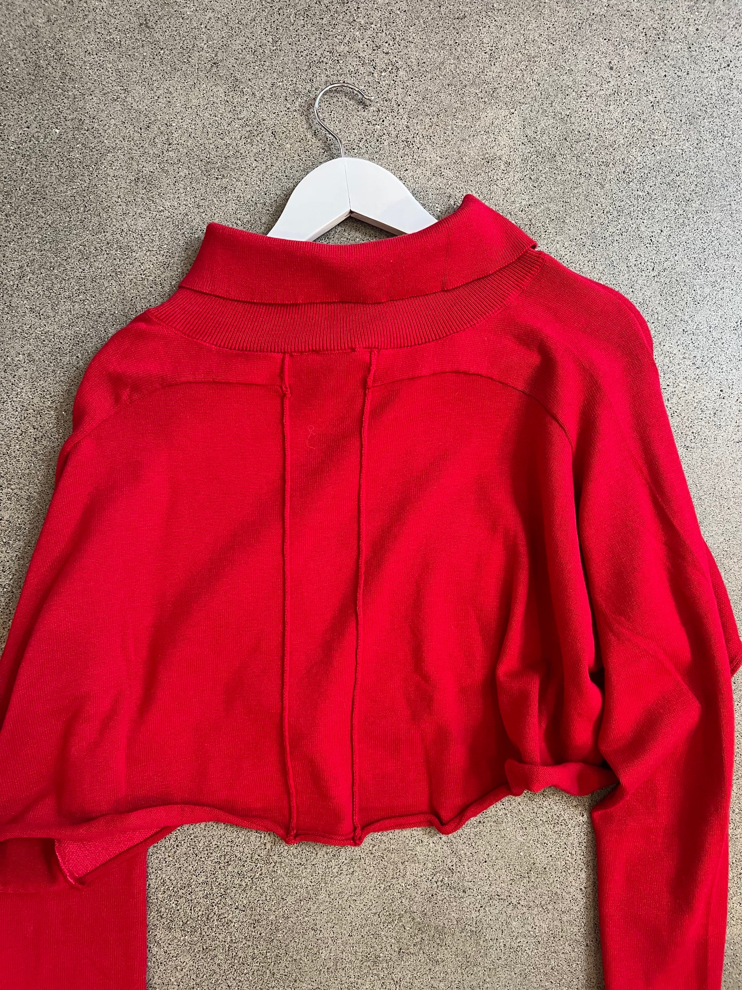 Rundholz Black Label - Collared Crop Flower Sweater in Red or Black