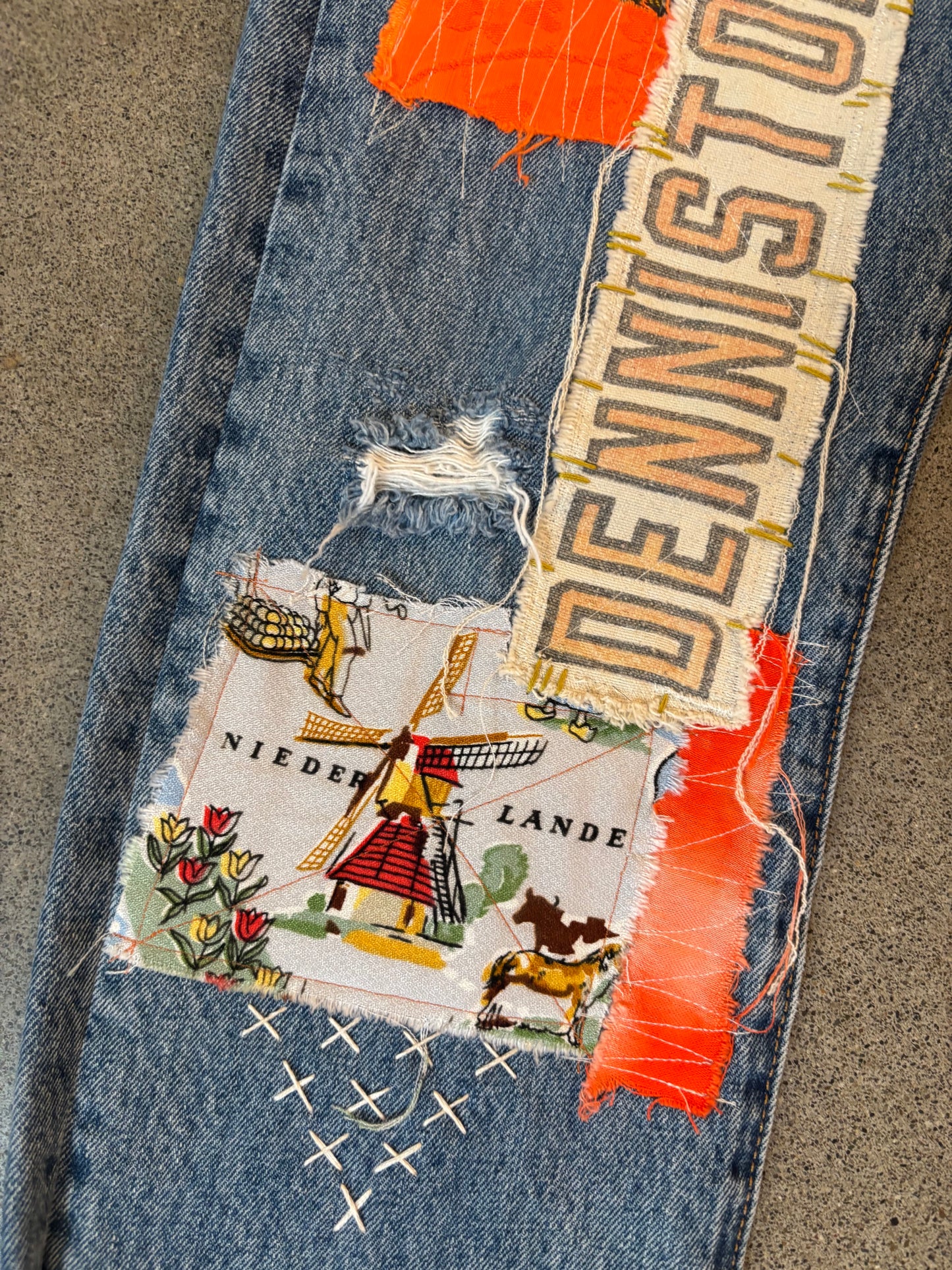 Origami Crane - Vintage Levi's w/ Lumber Patches in Orange