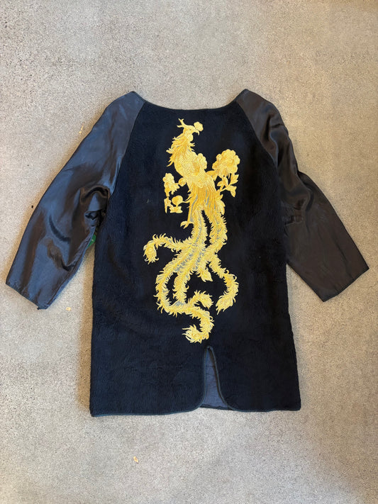 Origami Crane - Gold Peacock Liner Sherpa Coat