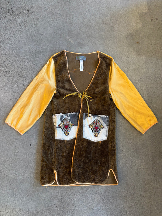 Origami Crane - Chestnut Sherpa Liner Coat w/ Bedazzle