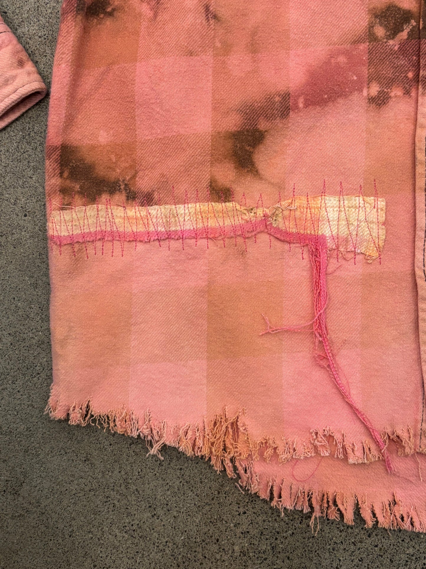 Origami Crane - Long Overdyed Pink Flannel w/ Flower Patch