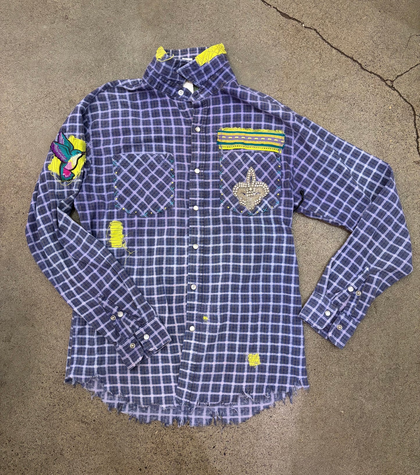 Origami Crane - Lilac Long Flannel w/ Bird Bling