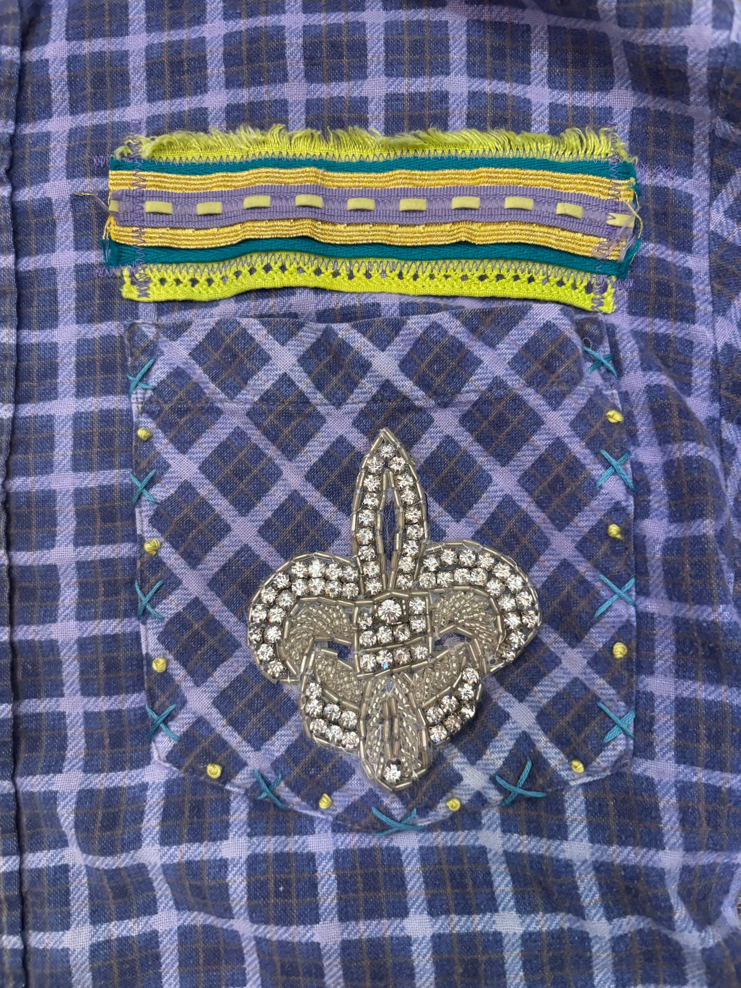 Origami Crane - Lilac Long Flannel w/ Bird Bling