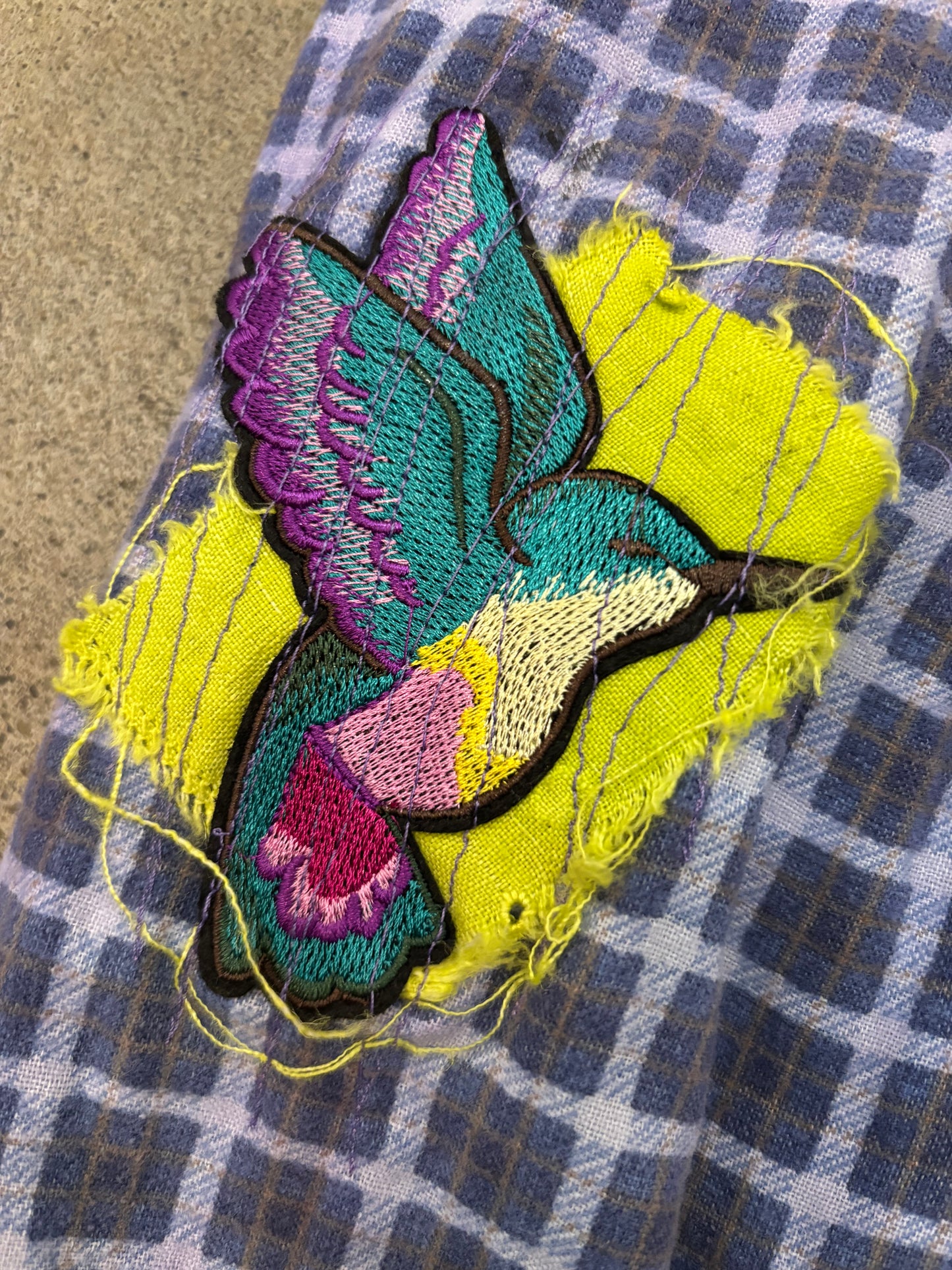 Origami Crane - Lilac Long Flannel w/ Bird Bling