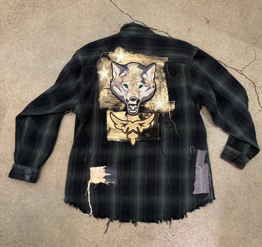 Origami Crane - Long Dark Wolf Flannel